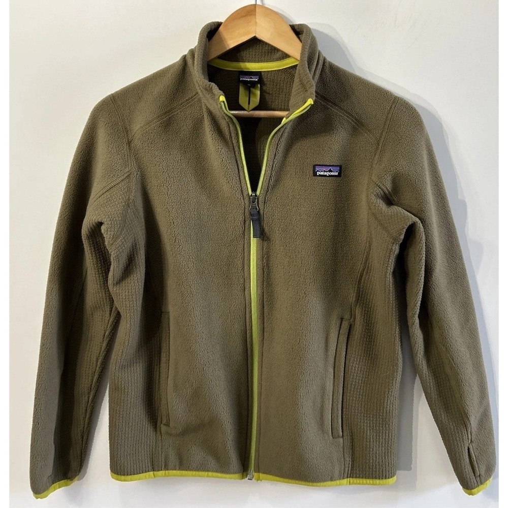Boys Patagonia Radiant Flux Jacket, Olive Green 65430 Sz XL 14 Waffle Thermal